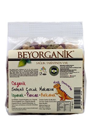 Organik Ispanak Pancar ve Balkabaklı Sebzeli Çocuk Makarnası (150 gr) - Beyorganik
