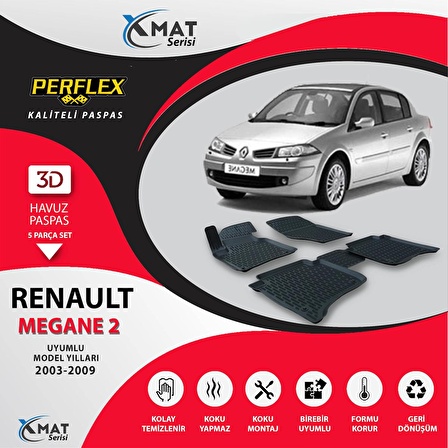 Perflex Paspas 3D Havuzlu X-Mat Megane 2 2003-2009