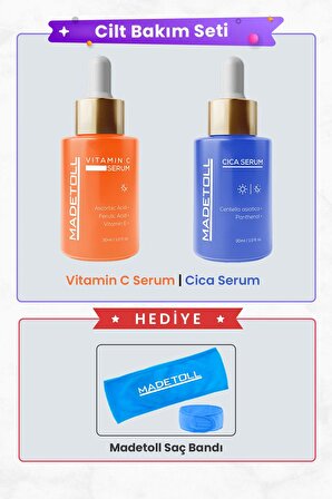 Madetoll Vitamin C Serum 30 ml Cica Serum 30 ml Saç Bandı Hediye