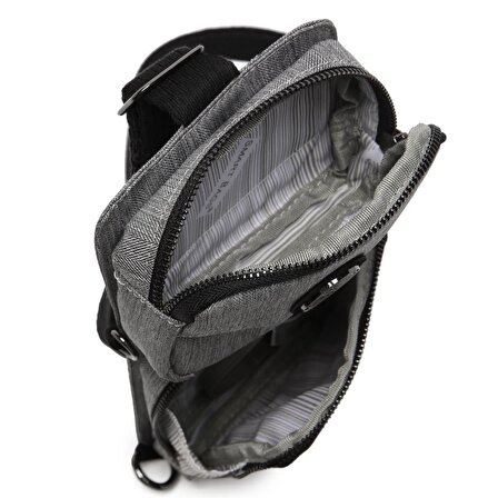 Kırçıllı Gri Kumaş Kadın Bodybag Çantası Smart Bags 3097