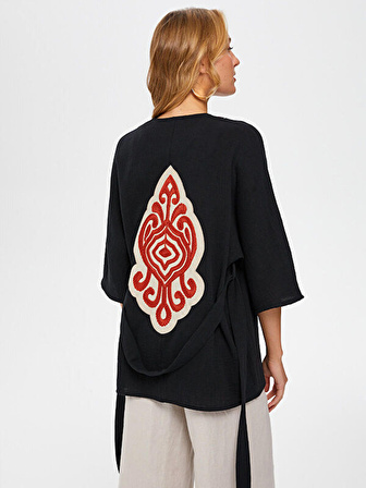 Nakış Detaylı Müslin Kimono 66499