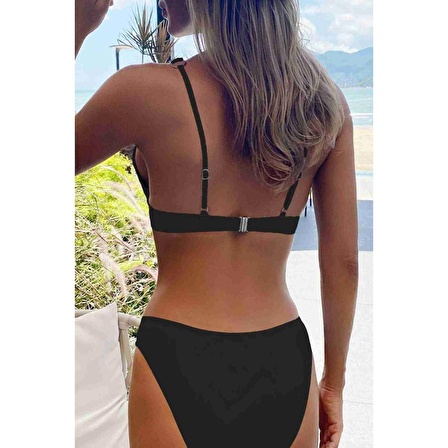 Angelsin Şık Bikini Üstü Siyah