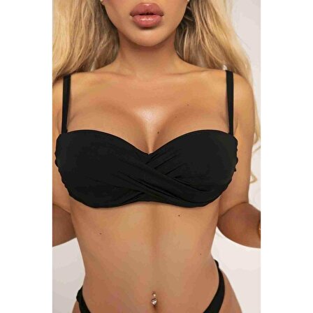 Angelsin Şık Bikini Üstü Siyah