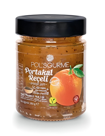 Şeker İlavesiz Portakal Reçeli - Chıa Tohumlu %65 Meyve Oranlı 380 G