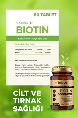 Lifecell Biotin 5000 Mcg - Saç Ve Tırnak Vitamini Gıda Takviyesi