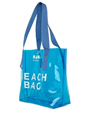 Mavi  Beach Bag Baskılı Şeffaf Plaj Çantası M000007257