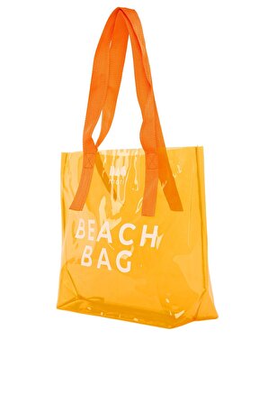 Turuncu  Beach Bag Baskılı Şeffaf Plaj Çantası M000007257