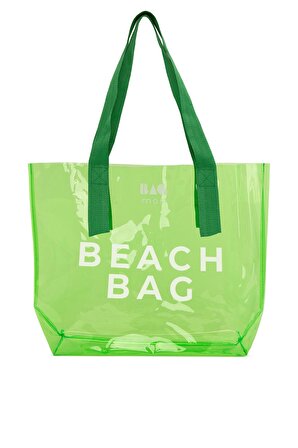 Yeşil  Beach Bag Baskılı Şeffaf Plaj Çantası M000007257