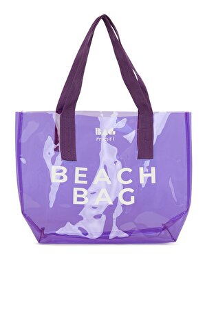 Lila  Beach Bag Baskılı Şeffaf Plaj Çantası M000007257