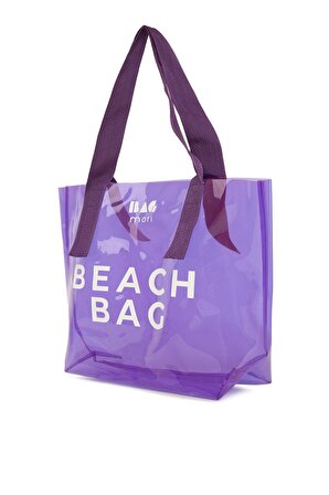 Lila  Beach Bag Baskılı Şeffaf Plaj Çantası M000007257
