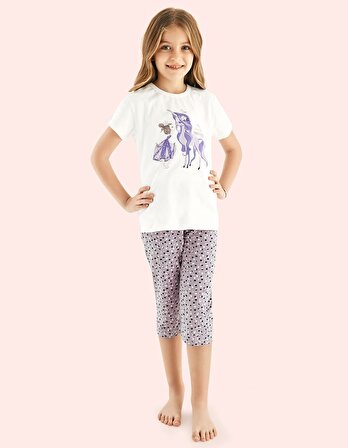 Donella Kelebek Baskılı Kız Çocuk Yazlık Pijama Takımı - 10121