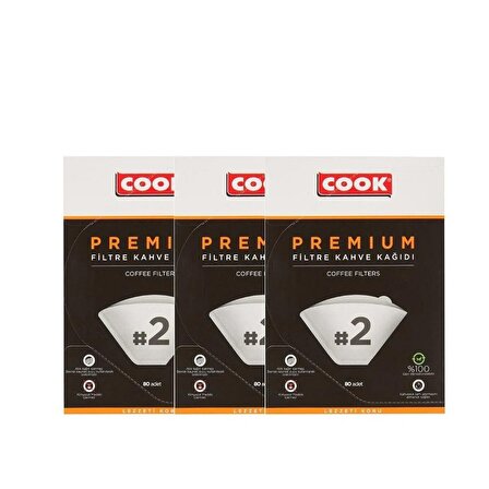 COOK Premium Filtre Kahve Kağıdı - Ebat 2 (3 Paket 240 Adet)