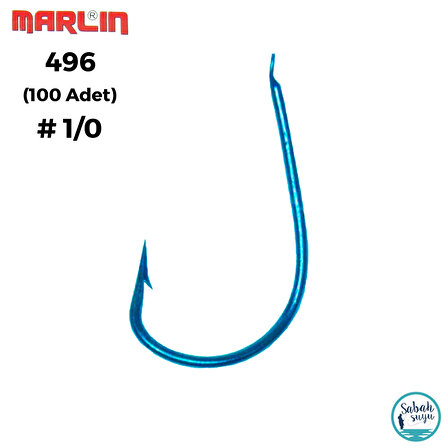 Marlin 496 Çapraz Tekli Olta İğnesi Mavi #1/0 (100 adet)