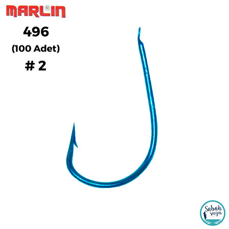 Marlin 496 Çapraz Tekli Olta İğnesi Mavi #2 (100 adet)