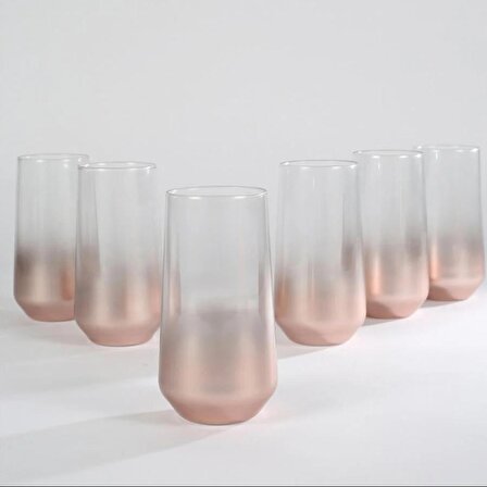 Rakle Glow 6'lı Meşrubat Bardağı Seti Rose