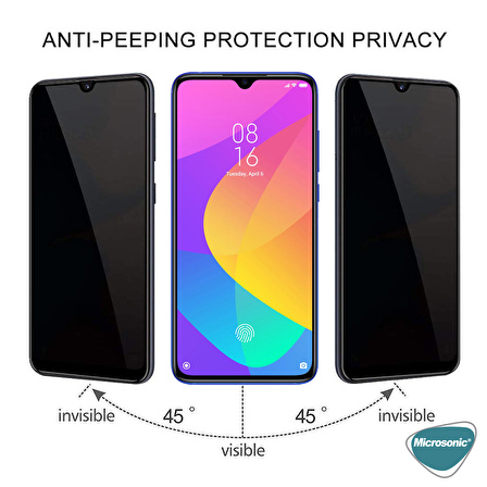 Microsonic Xiaomi Mi 9 Lite Privacy 5D Gizlilik Filtreli Cam Ekran Koruyucu Siyah