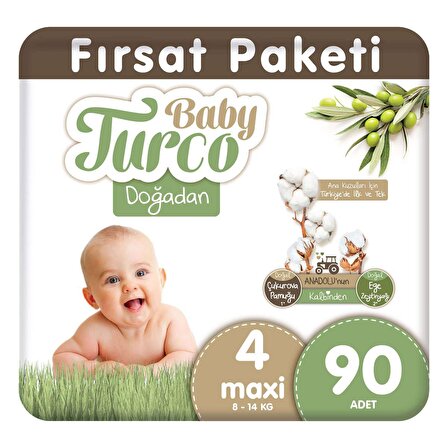 Baby Turco Doğadan 4 Numara Maxi 90'lı Bel Bantlı Bez