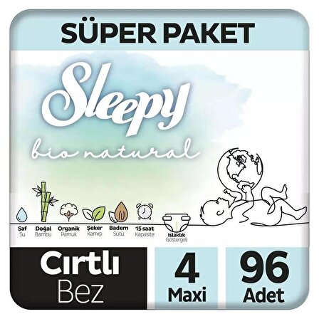 Sleepy Bio Natural 4 Numara Maxi 96'lı Cırtlı Bez