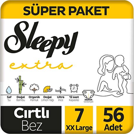 Sleepy Extra Avantajlı Bebek Bezi 7 Numara Xx Large 56 Lı