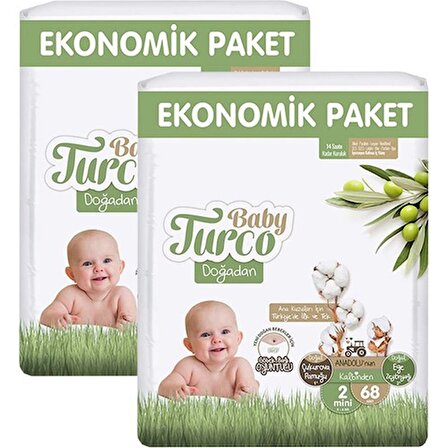 Baby Turco Doğadan 2 Numara Mini 2x68'li Bel Bantlı Bez