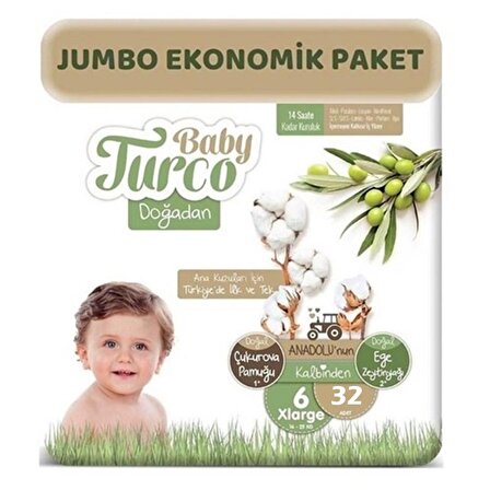 Bebek Bezi Doğadan Ekonomik Paketi No:6 32'li Babyturco