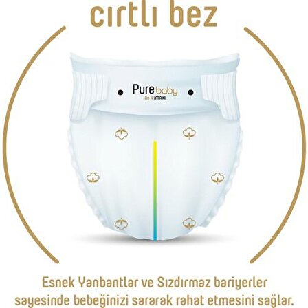 Pure Baby Organic 1 Numara Yenidoğan 128'li Cırtlı Bez
