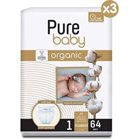 Pure Baby Organic 1 Numara Yenidoğan 192'li Cırtlı Bez