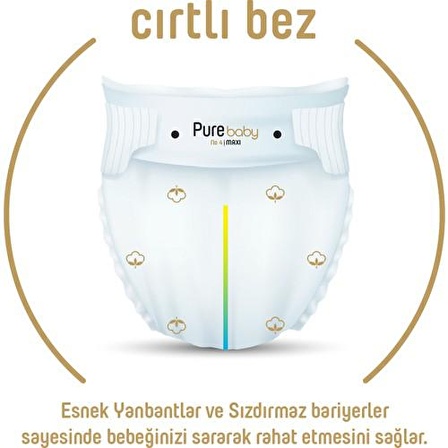 Pure Baby Organic 3 Numara Midi 224'lü Cırtlı Bez