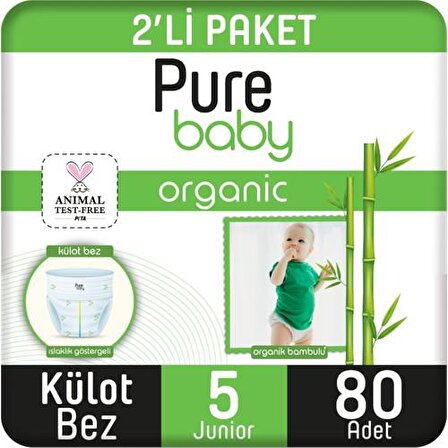 Pure Baby Organic 5 Numara Junior 80'li Külot Bez