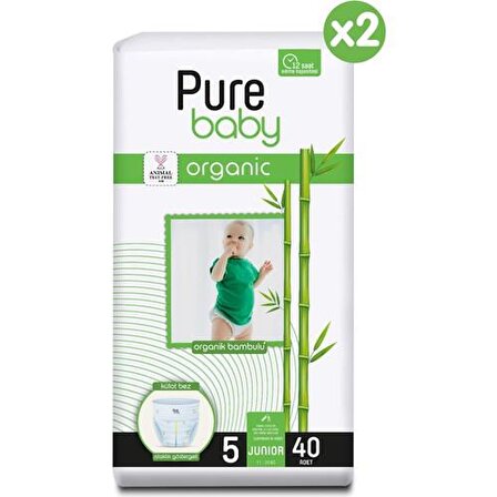 Pure Baby Organic 5 Numara Junior 80'li Külot Bez