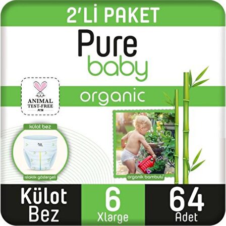 Pure Baby Organic 6 Numara X Large 64'lü Külot Bez