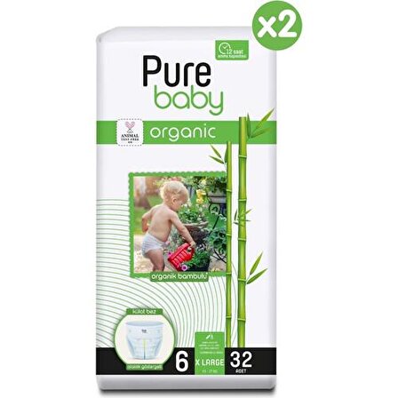 Pure Baby Organic 6 Numara X Large 64'lü Külot Bez