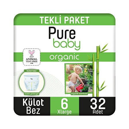 Pure Baby Organic 6 Numara X Large 32'li Külot Bez