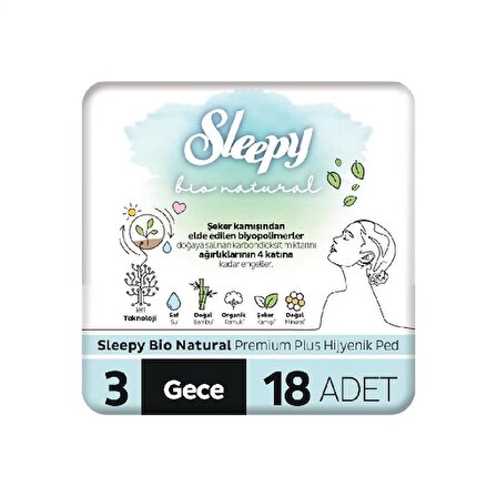 Sleepy Hijyenik Ped Bio Natural Super Eko Gece 18'li (6'lı)