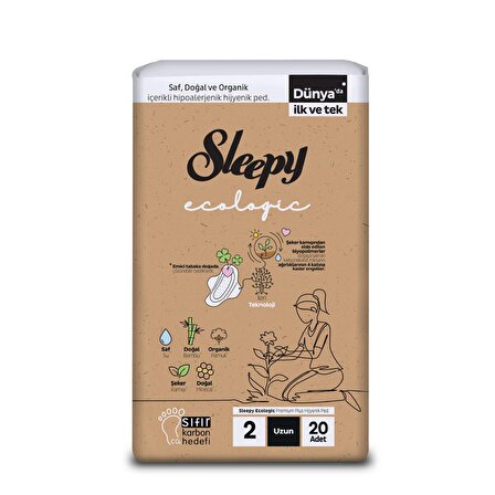 Sleepy Ecologic Premium Plus Uzun Hijyenik Ped 20 Adet