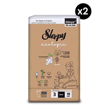 Sleepy Ecologic Premium Plus Gece Hijyenik Ped 36 Adet