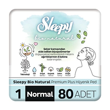 Sleepy Bio Natural Premium Plus 80'li Günlük Ped