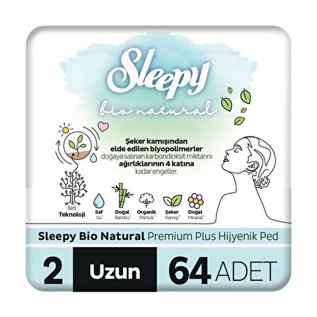Sleepy Bio Natural Premium Plus 64'lü Günlük Ped