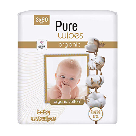 Pure Wipes Pure Pamuklu Islak Havlu 3x90 Adet