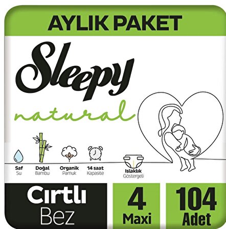 Sleepy Natural 4 Numara Maxi 104'lü Cırtlı Bez