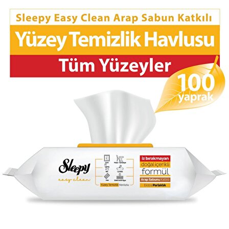 Sleepy Easy Clean Arap Sabunu Katkılı Yüzey Temizlik Havlusu 2x100 (200 Yaprak)