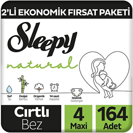 Sleepy Natural 4 Numara Maxi 164'lü Cırtlı Bez