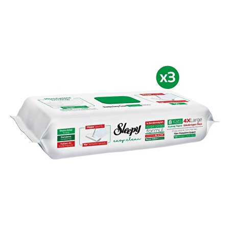 Sleepy Easy Clean Beyaz Sabun Katkılı Mopa Uyumlu Yer Temizlik Havlusu 3x50 (150 Yaprak)