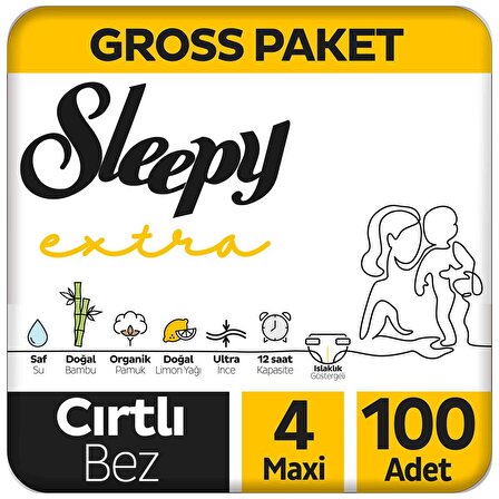 Sleepy Extra Günlük Aktivite Gross Paket Bebek Bezi 4 Numara Maxi 100 Adet
