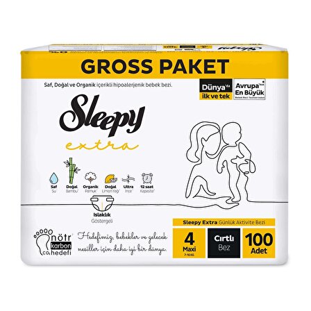 Sleepy Extra Günlük Aktivite Gross Paket Bebek Bezi 4 Numara Maxi 100 Adet