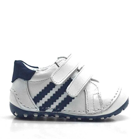 Beyaz Hakiki Deri İlk Adım Bebek Ayakkabısı