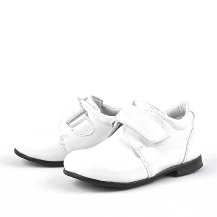 Beyaz Rugan Erkek Bebek Sünnet Ayakkabısı