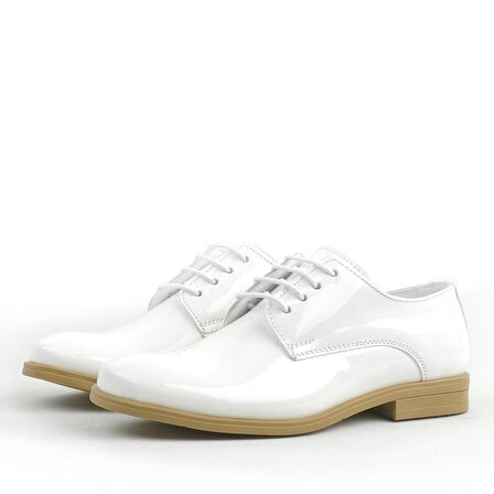Rakerplus Kırık Beyaz Rugan Bağcıklı Oxford Ayakkabı