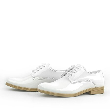 Rakerplus Kırık Beyaz Rugan Bağcıklı Oxford Ayakkabı
