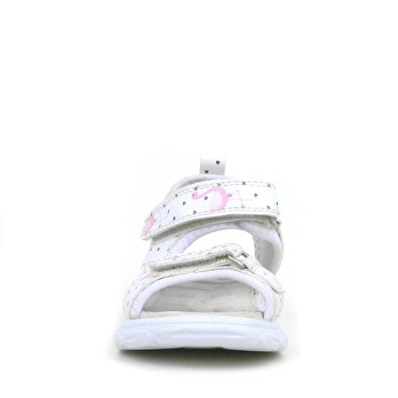 Rakerplus Beyaz Flamingo Cırtlı Bebek Sandalet Ayakkabı